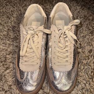 Dolce Vita Silver and Cream Women's Sneakers
